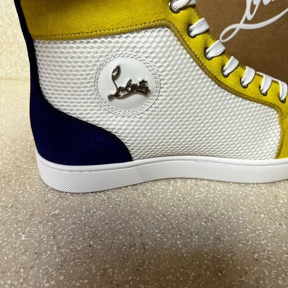 Christian Louboutin Louis Orlato High Top Sneaker White Yellow Blue 41 / 8 - Picture 8 of 10